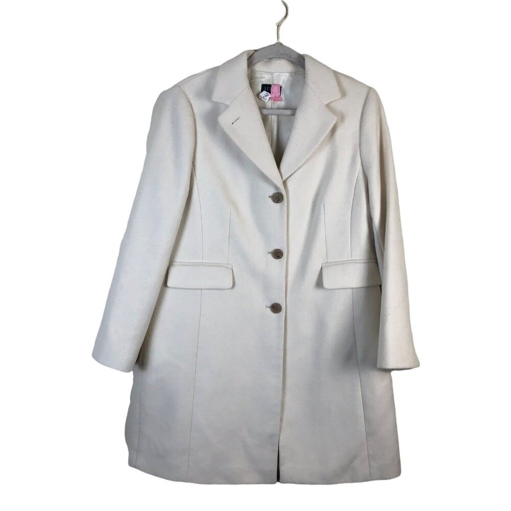 J. Crew 8 Petite Day Coat Jacket Wool Cashmere Blend White Flap Pockets Lined